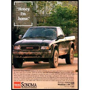 1994 GMC Sonoma Highrider 4x4 Pickup Truck Vintage Print Ad Mud Mudding Wall Art